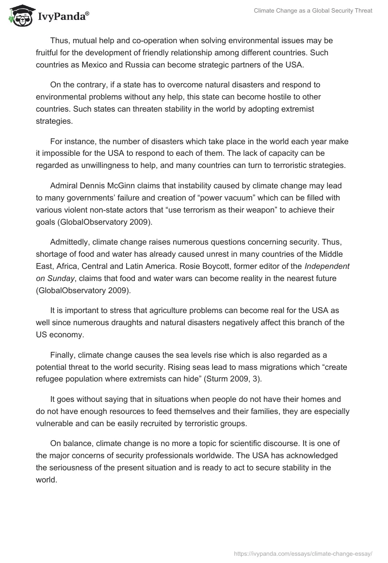 Climate Change as a Global Security Threat. Page 2