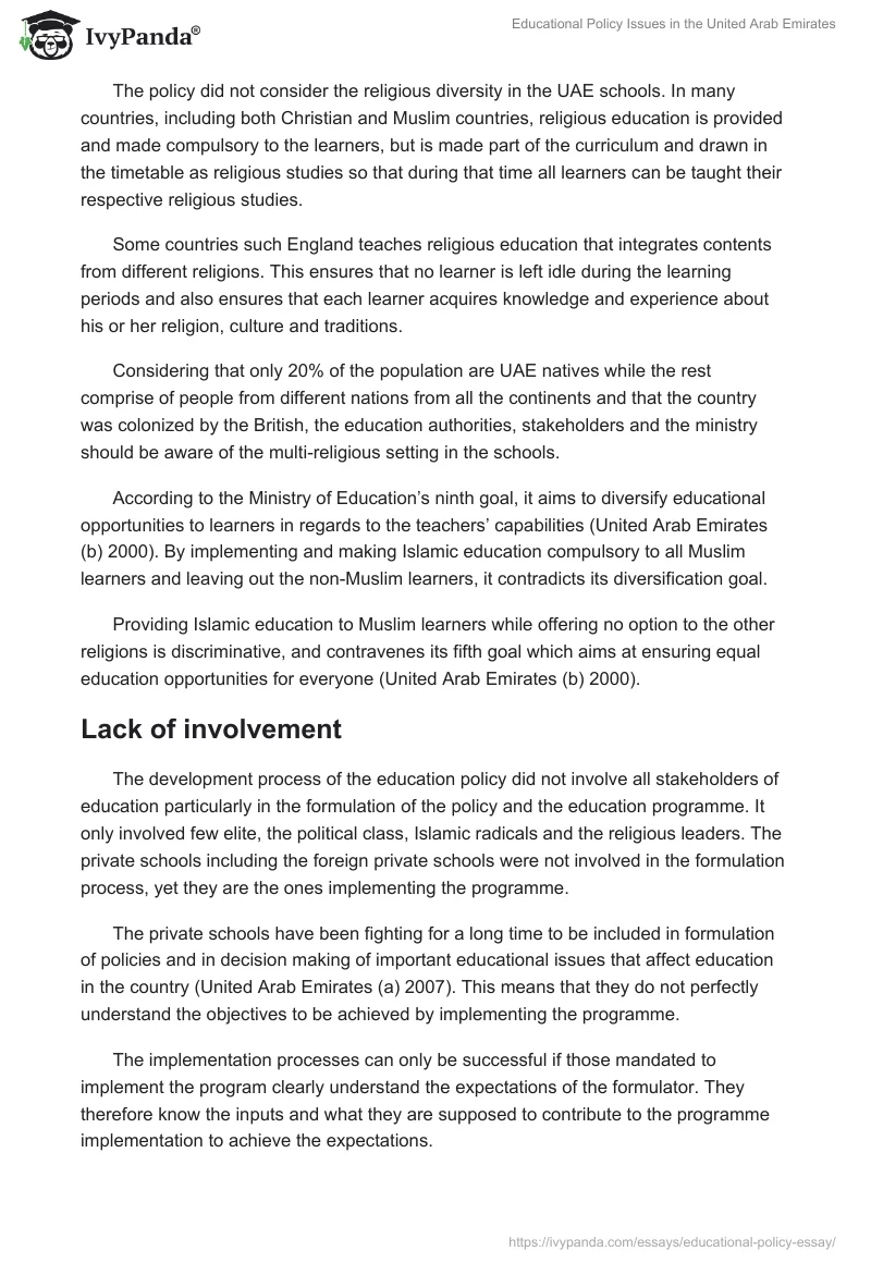 Educational Policy Issues in the United Arab Emirates. Page 3