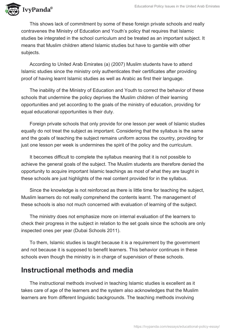 Educational Policy Issues in the United Arab Emirates. Page 5