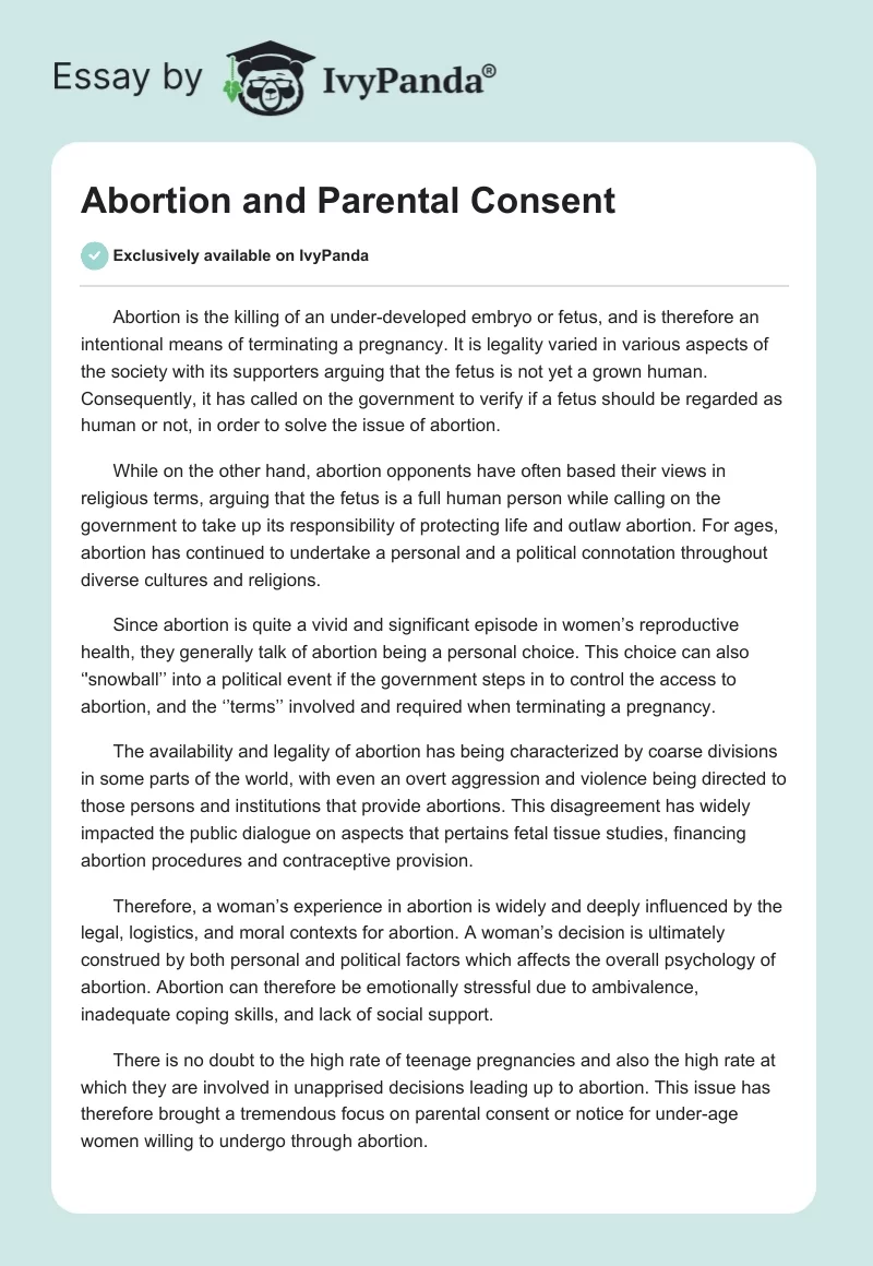 Abortion and Parental Consent. Page 1