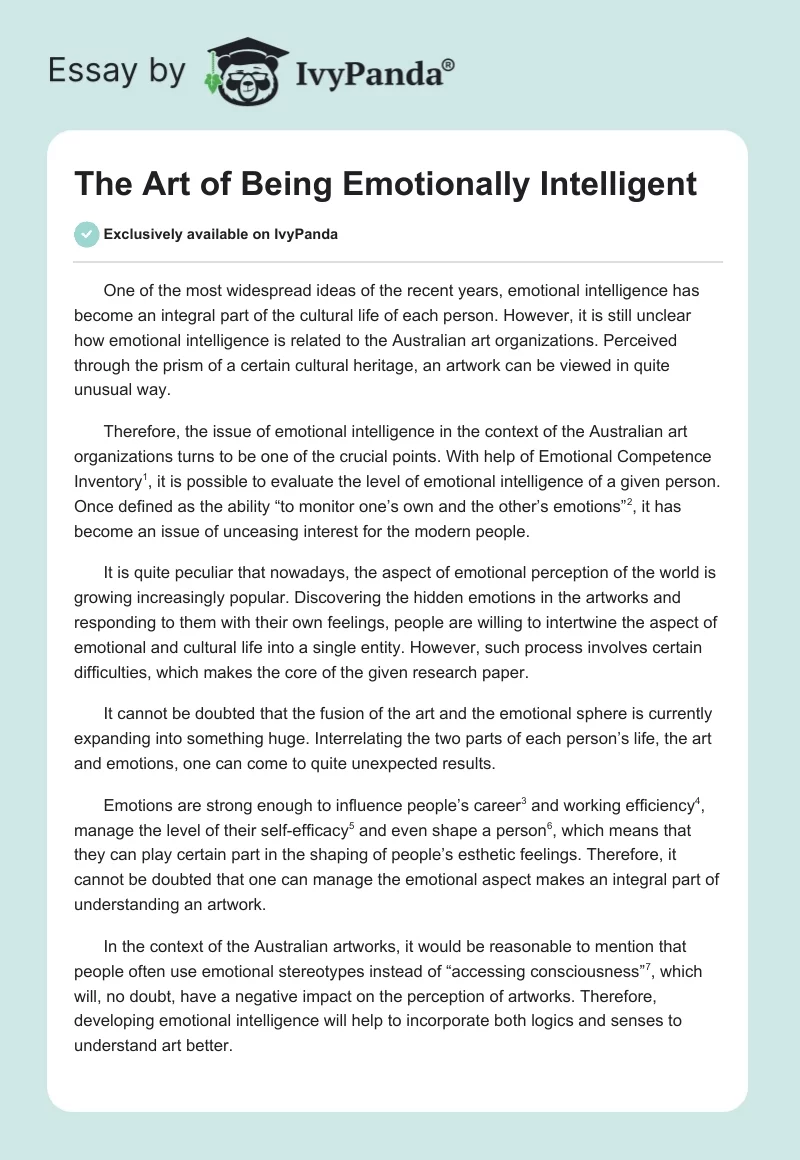 The Art of Being Emotionally Intelligent. Page 1