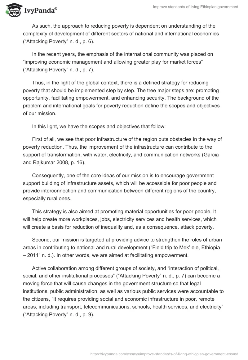 Improve standards of living Ethiopian government. Page 3