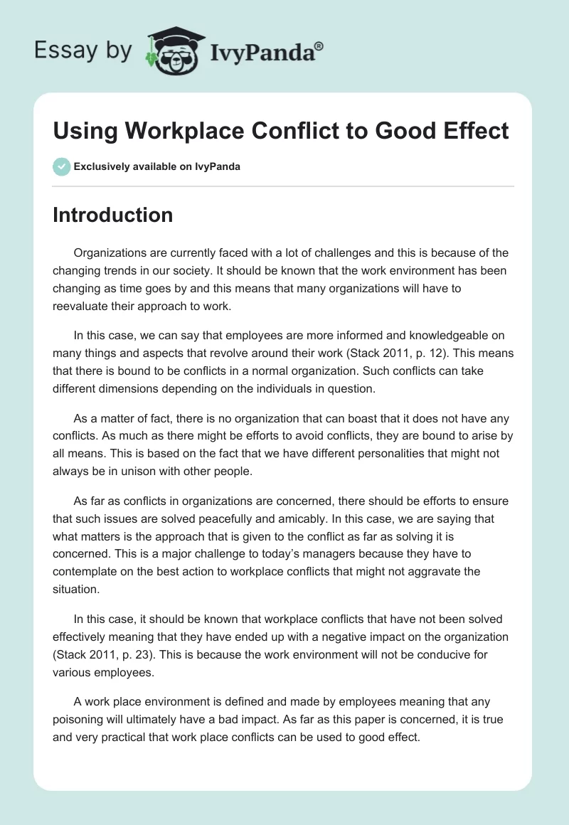 Using Workplace Conflict to Good Effect. Page 1