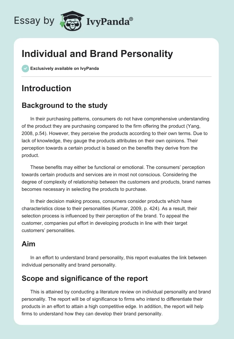 Individual and Brand Personality. Page 1
