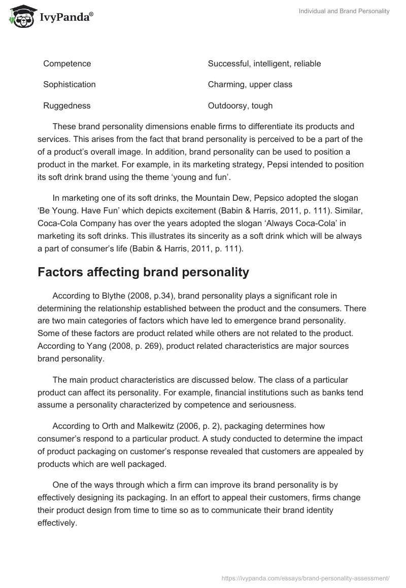 Individual and Brand Personality. Page 4