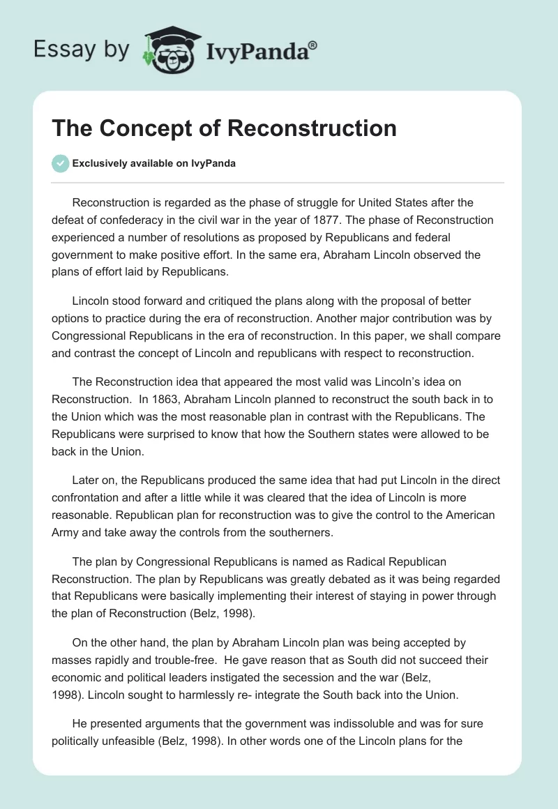 The Concept of Reconstruction. Page 1