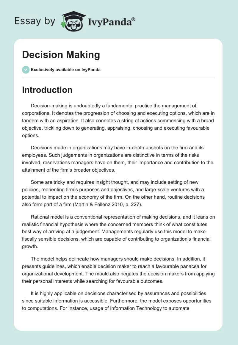 Decision Making. Page 1