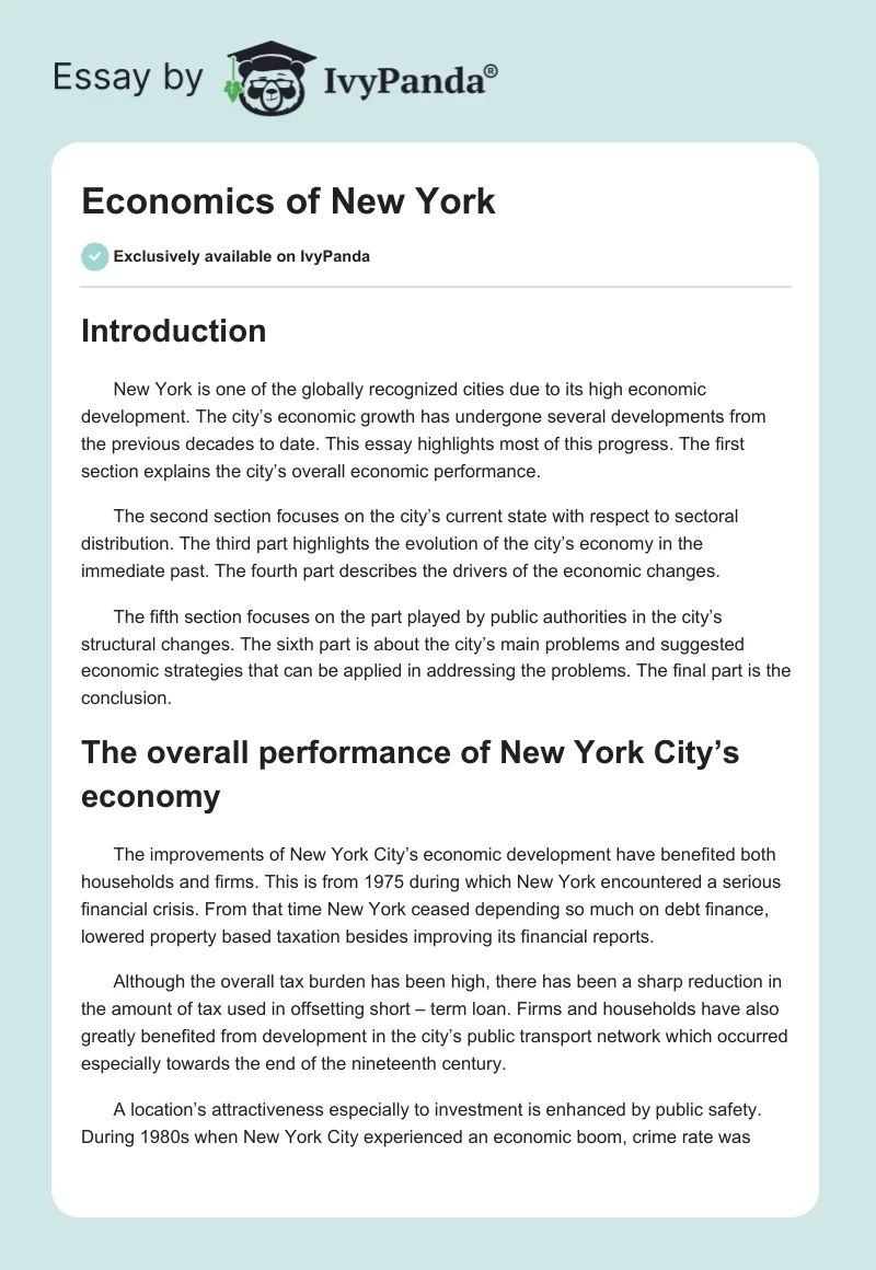 Economics of New York. Page 1