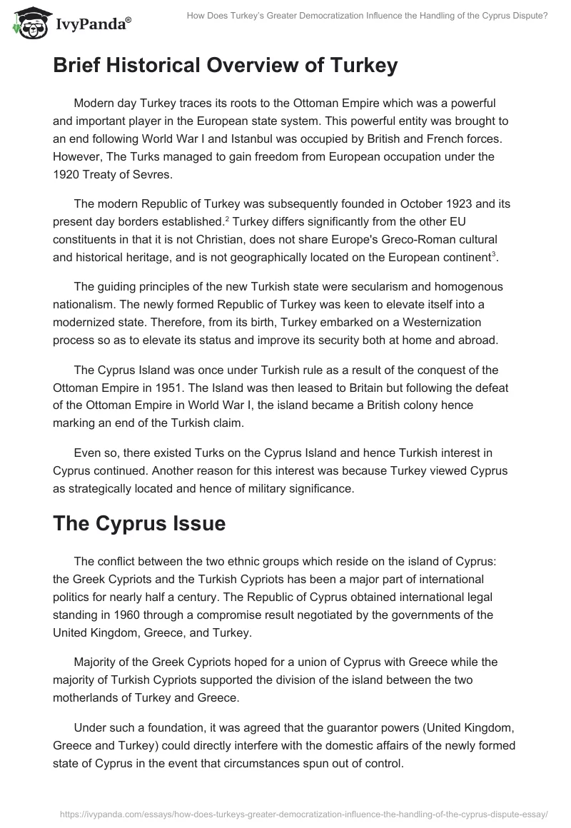 How Does Turkey’s Greater Democratization Influence the Handling of the Cyprus Dispute?. Page 2
