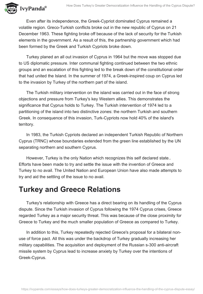 How Does Turkey’s Greater Democratization Influence the Handling of the Cyprus Dispute?. Page 3
