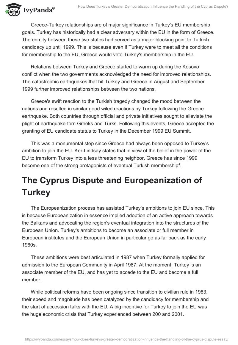 How Does Turkey’s Greater Democratization Influence the Handling of the Cyprus Dispute?. Page 4