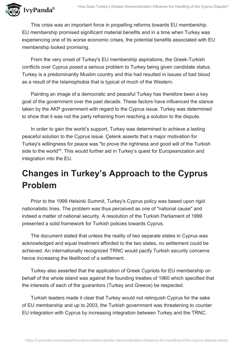 How Does Turkey’s Greater Democratization Influence the Handling of the Cyprus Dispute?. Page 5