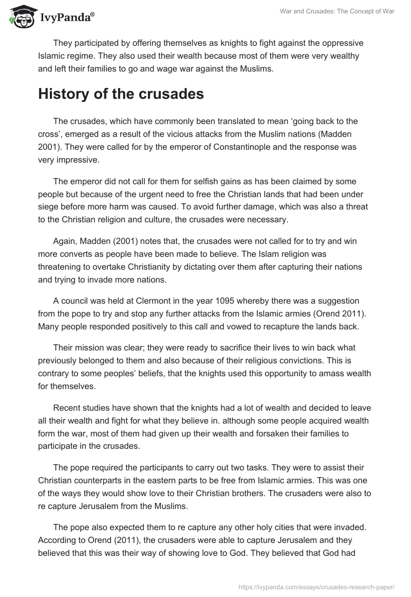 War and Crusades: The Concept of War. Page 5