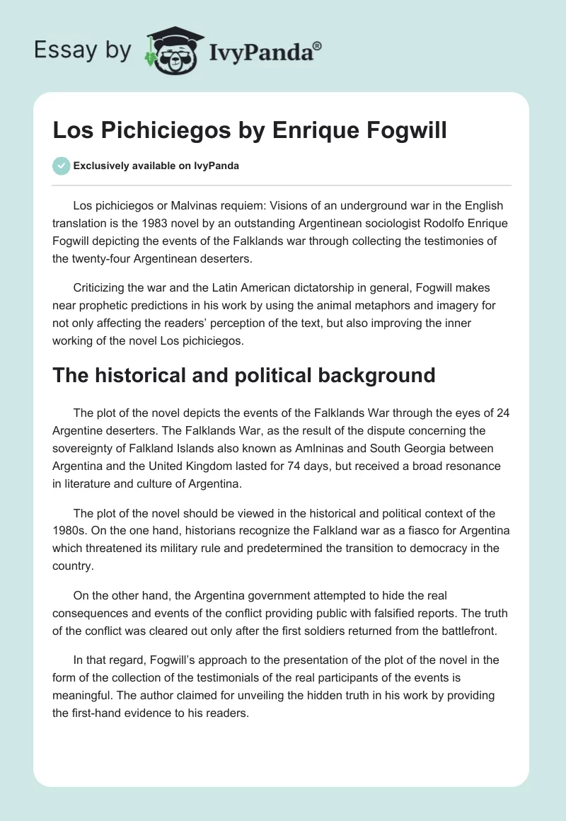 Los Pichiciegos by Enrique Fogwill. Page 1