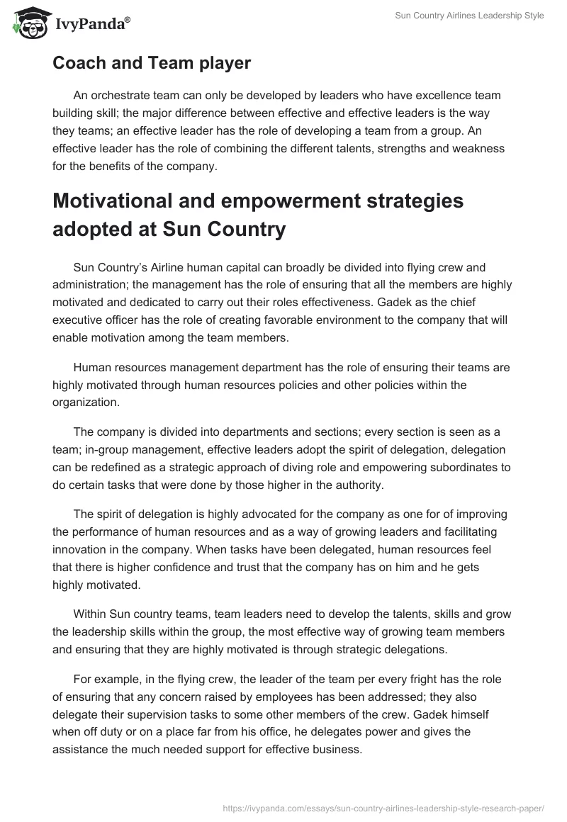 Sun Country Airlines Leadership Style. Page 5