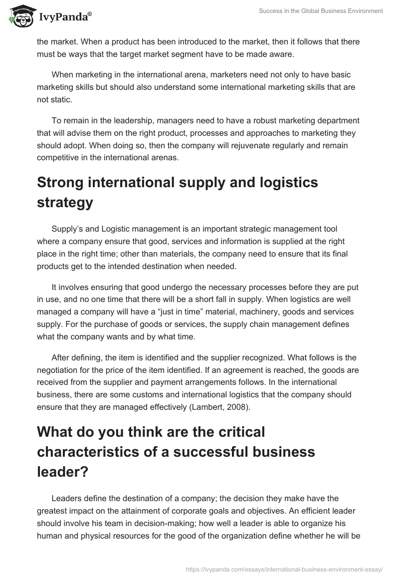 Success in the Global Business Environment. Page 2