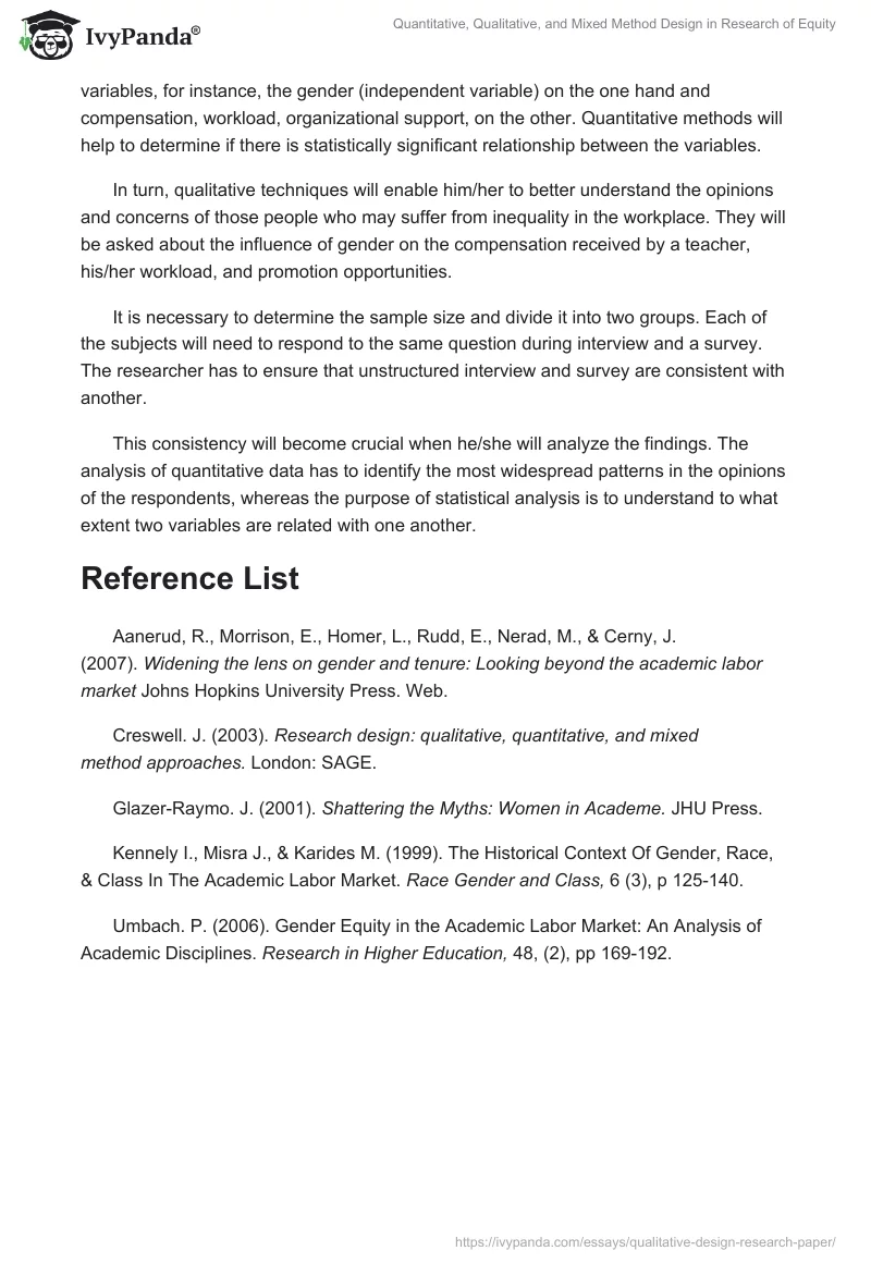 Quantitative, Qualitative, and Mixed Method Design in Research of Equity. Page 3