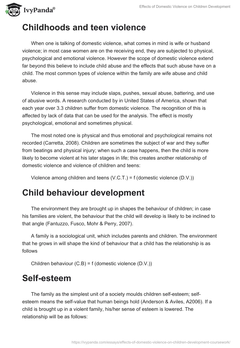 Effects of Domestic Violence on Children Development. Page 2