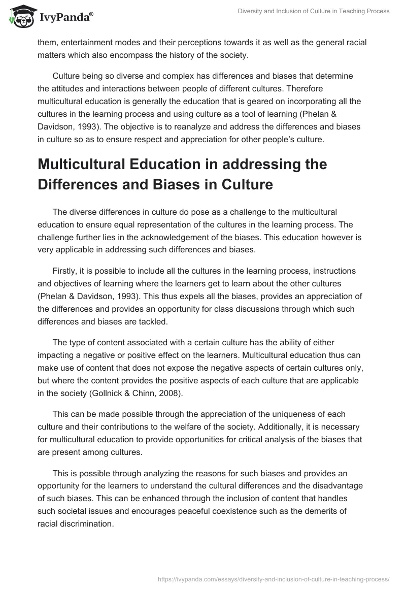 Diversity and Inclusion of Culture in Teaching Process. Page 3