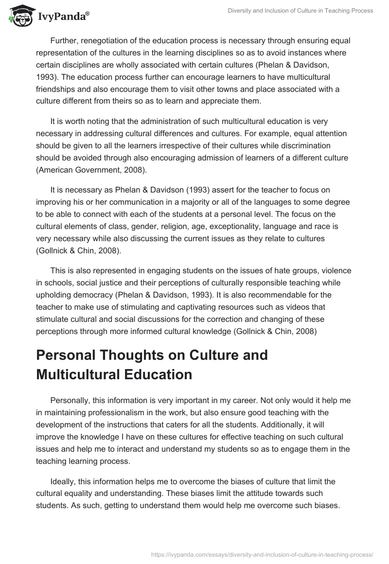 Diversity and Inclusion of Culture in Teaching Process. Page 4
