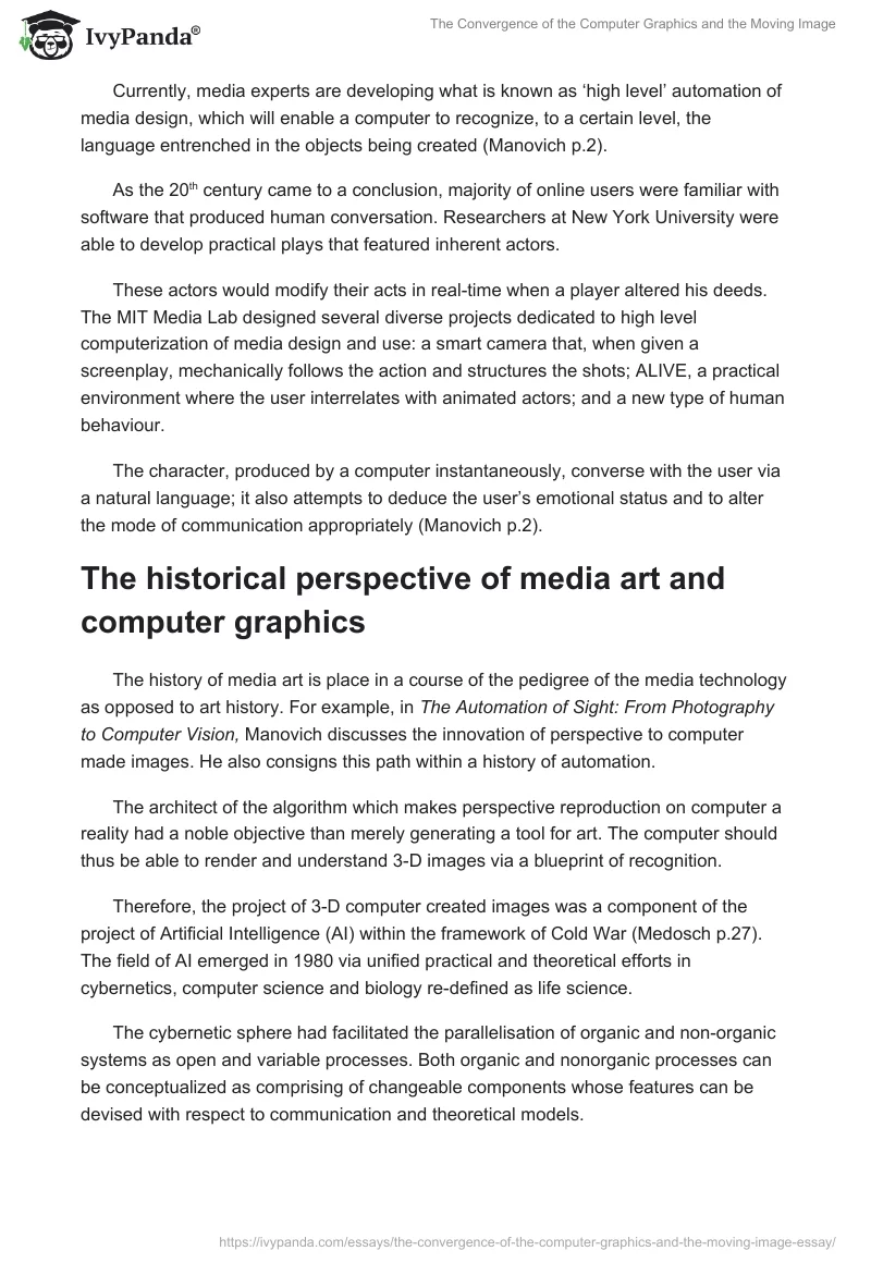 The Convergence of the Computer Graphics and the Moving Image. Page 2