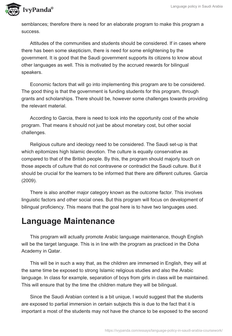 Language policy in Saudi Arabia. Page 5