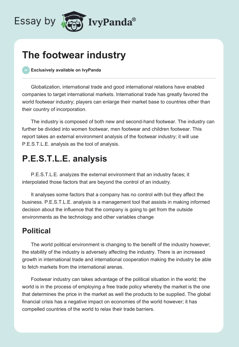 The footwear industry. Page 1