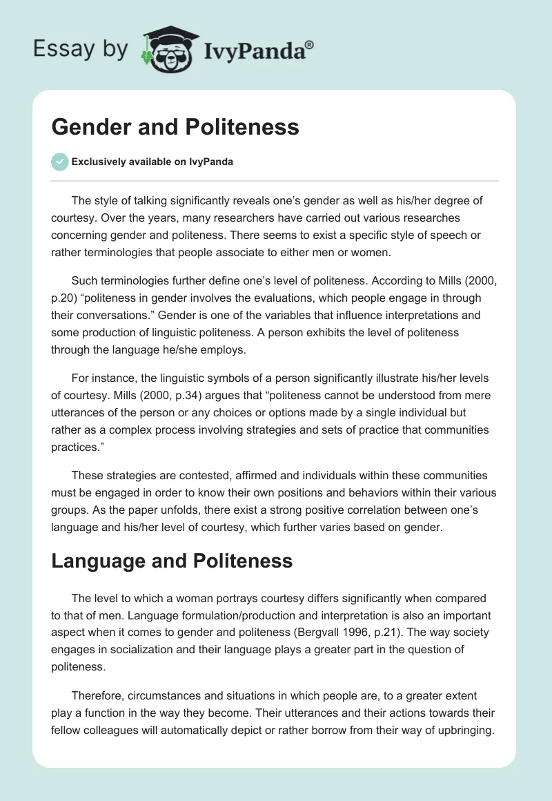 Gender and Politeness. Page 1