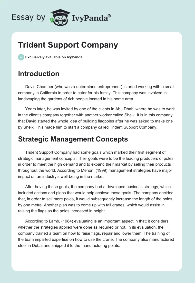 Trident Support Company. Page 1