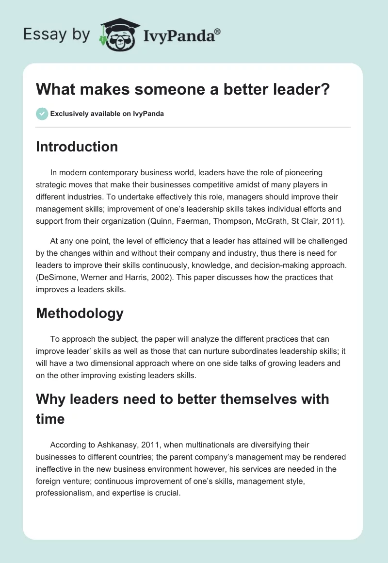What makes someone a better leader?. Page 1