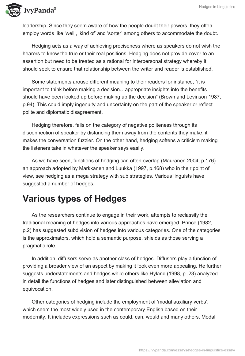 Hedges in Linguistics. Page 4
