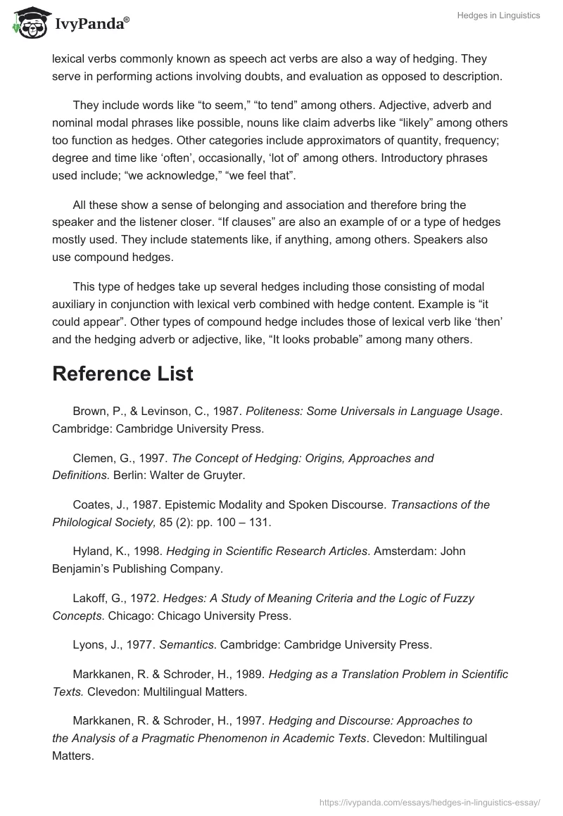 Hedges in Linguistics. Page 5