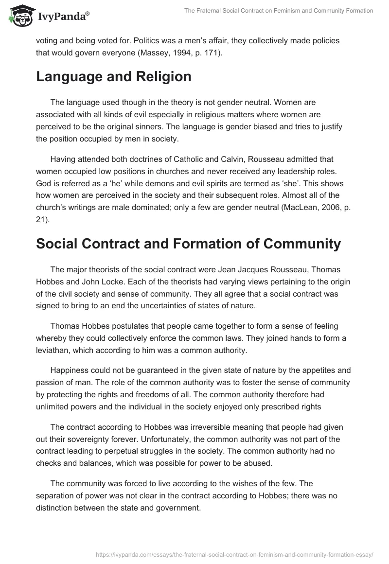 The Fraternal Social Contract on Feminism and Community Formation. Page 3