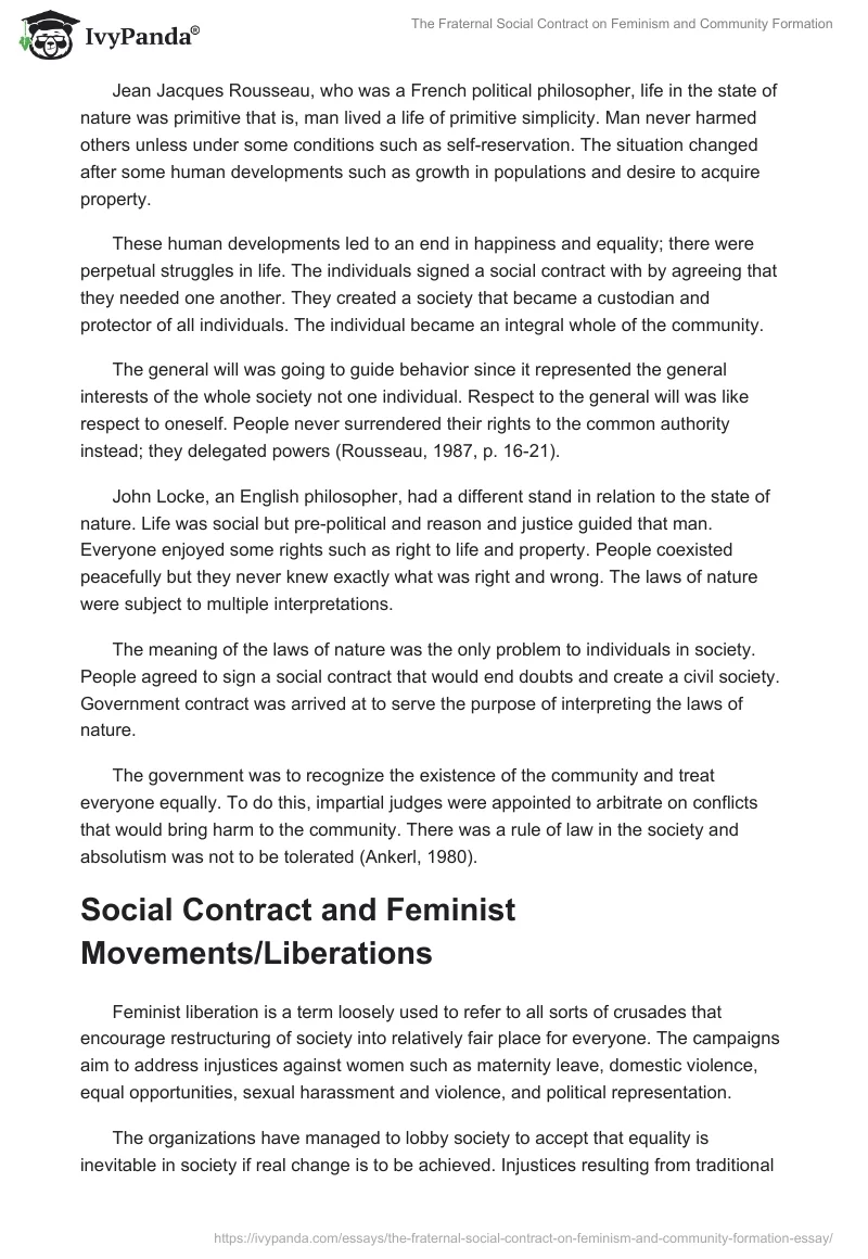 The Fraternal Social Contract on Feminism and Community Formation. Page 4