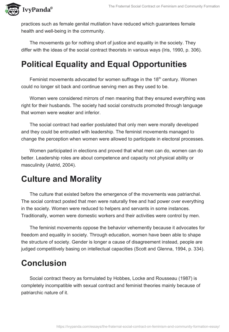The Fraternal Social Contract on Feminism and Community Formation. Page 5