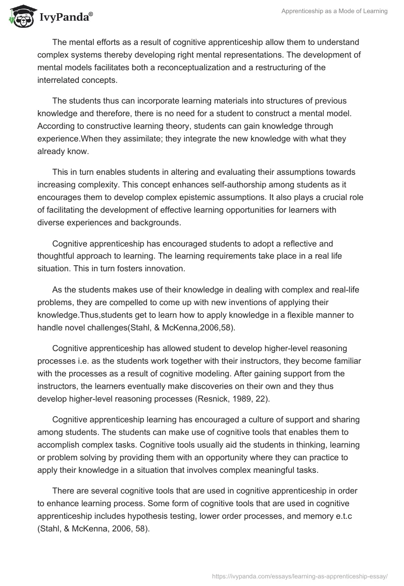 Apprenticeship as a Mode of Learning. Page 4