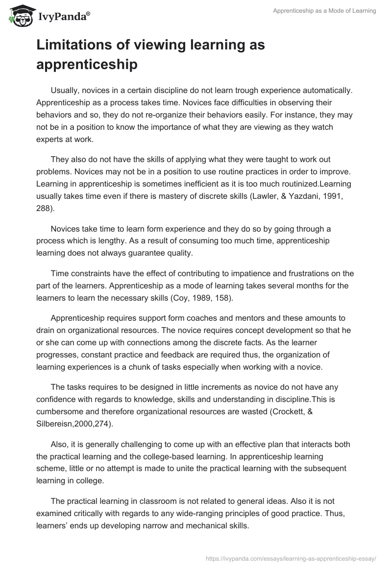 Apprenticeship as a Mode of Learning. Page 5