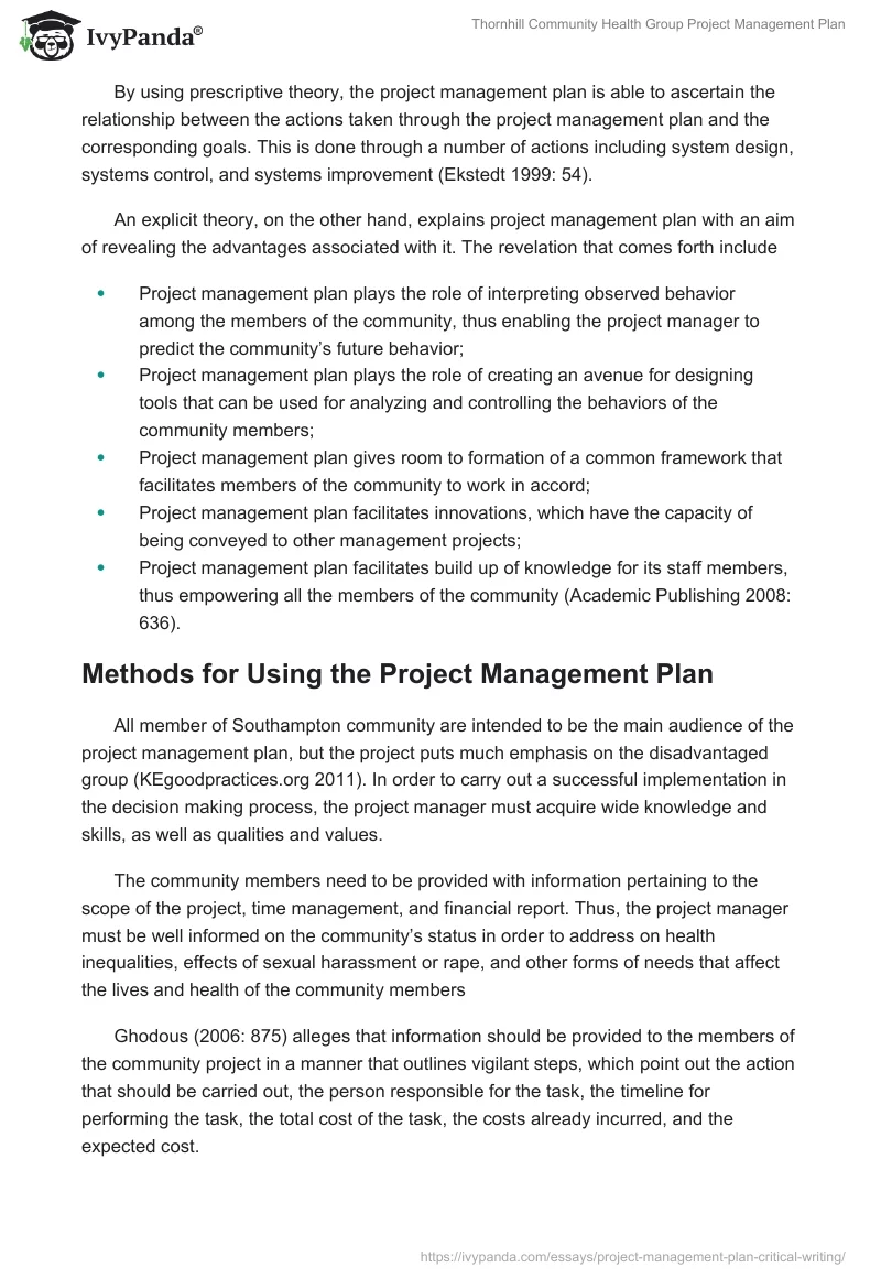 Thornhill Community Health Group Project Management Plan. Page 4