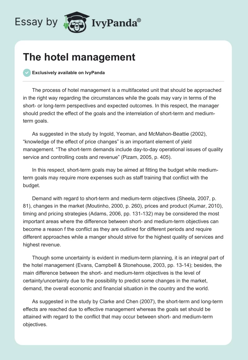 The hotel management. Page 1
