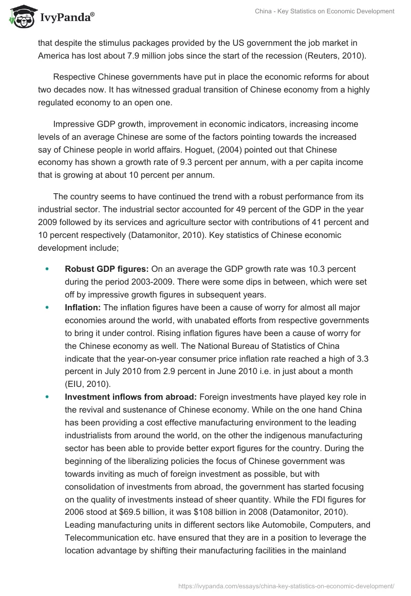 China - Key Statistics on Economic Development. Page 2
