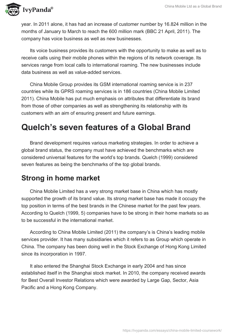 China Mobile Ltd as a Global Brand. Page 2