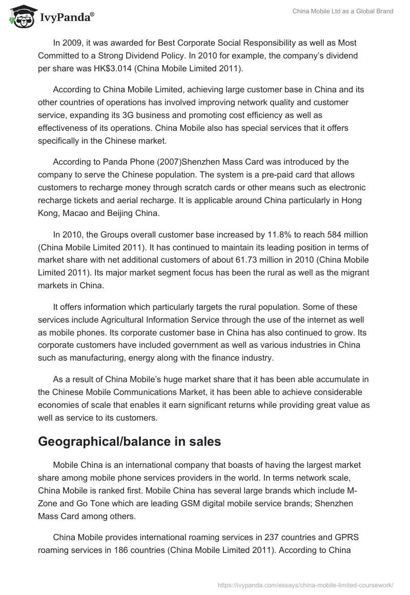 China Mobile Ltd as a Global Brand. Page 3