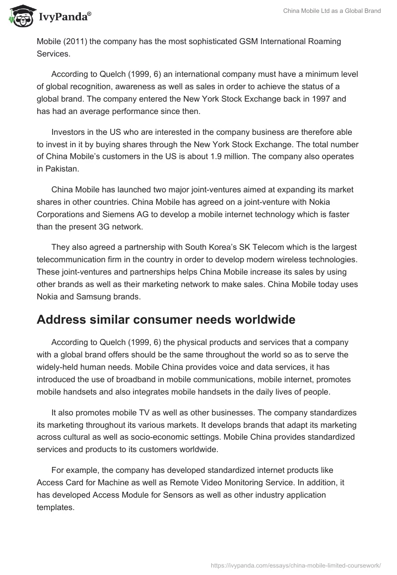 China Mobile Ltd as a Global Brand. Page 4