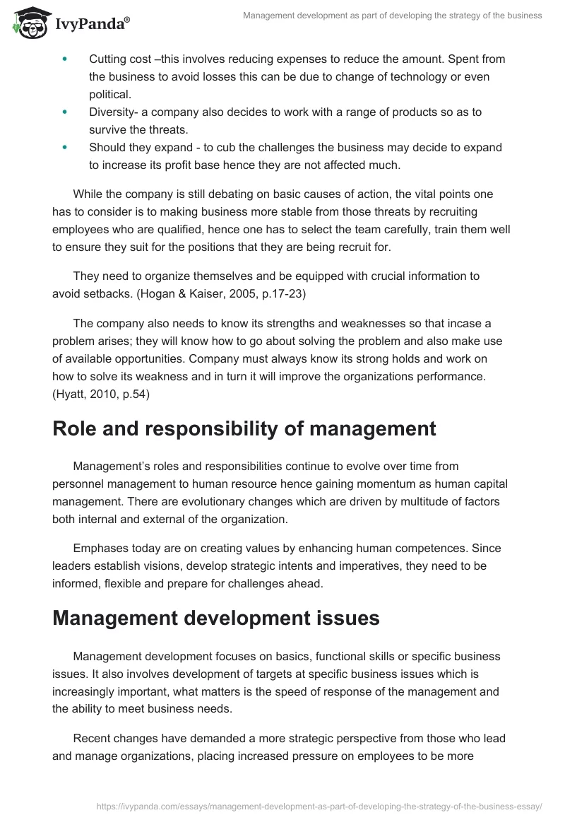 Management development as part of developing the strategy of the business. Page 3