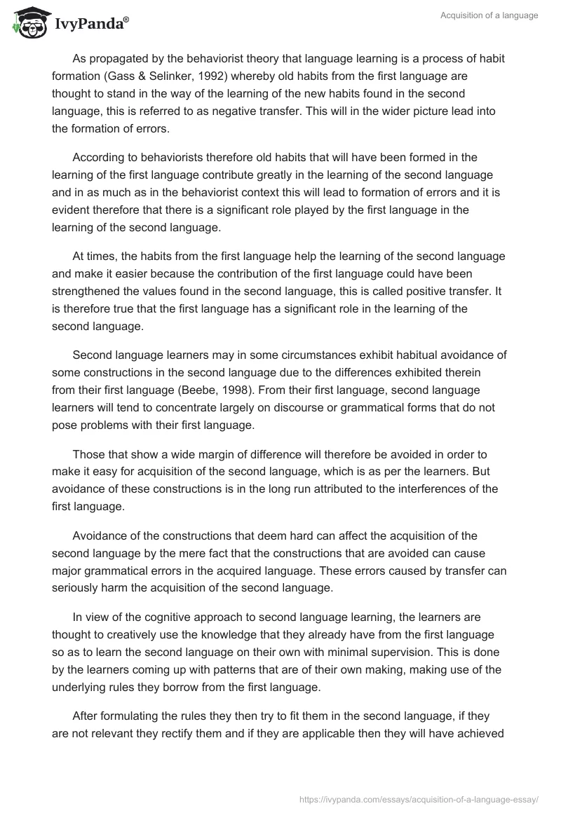 Acquisition of a language. Page 3