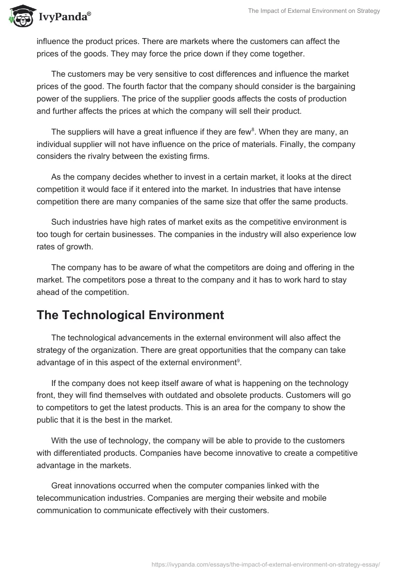 The Impact of External Environment on Strategy. Page 3