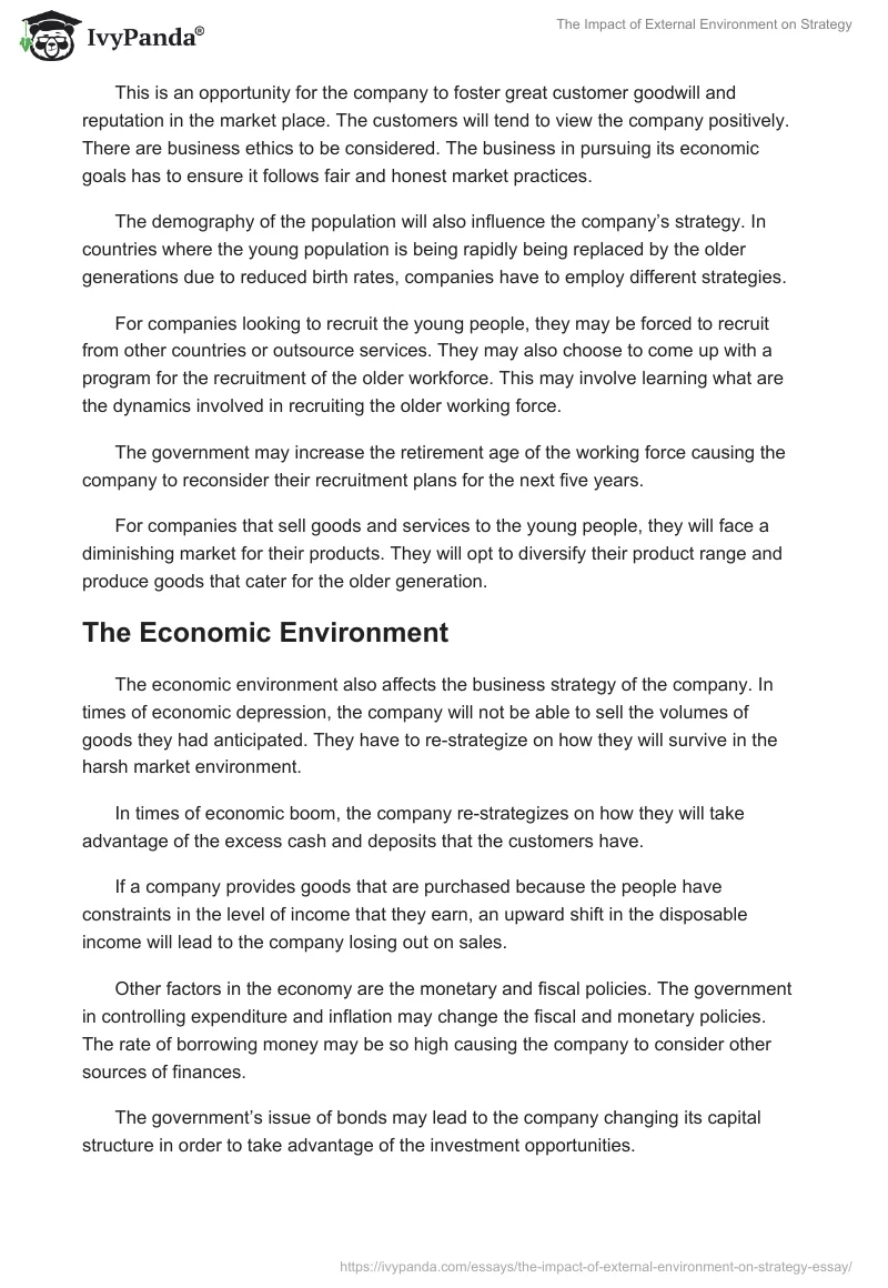 The Impact of External Environment on Strategy. Page 5