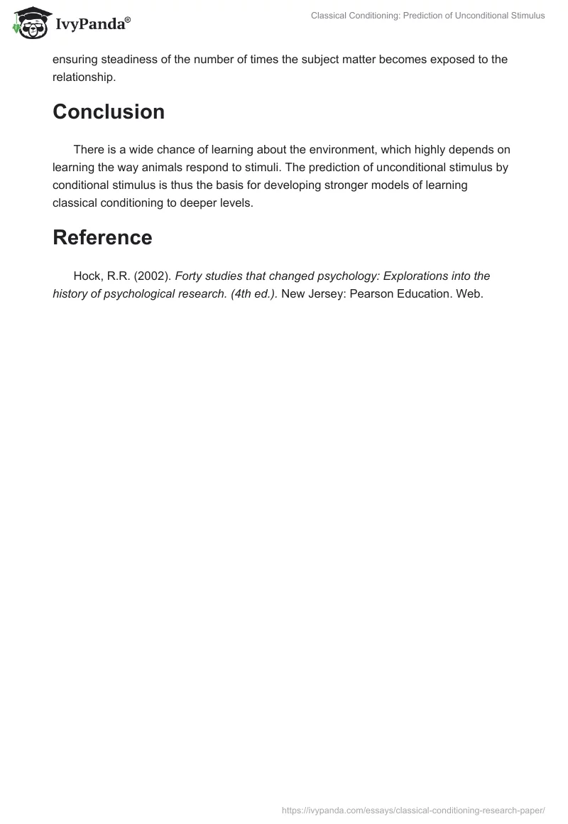 Classical Conditioning: Prediction of Unconditional Stimulus. Page 3