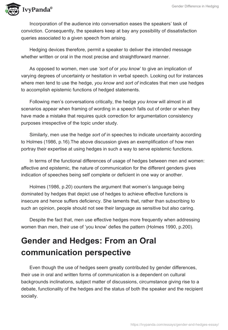 Gender Difference in Hedging. Page 5