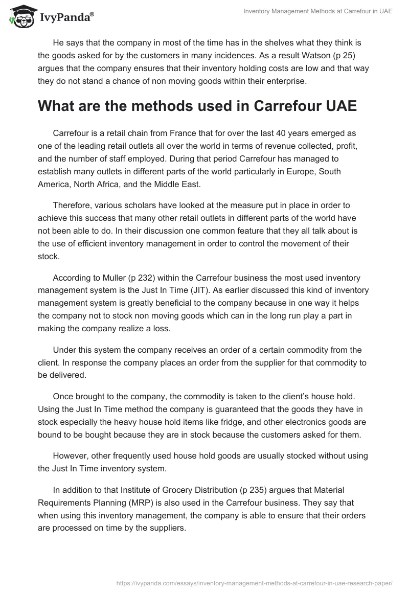 Inventory Management Methods at Carrefour in UAE. Page 3